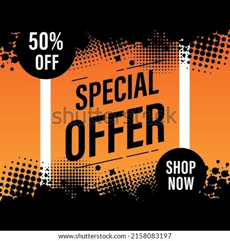 special offer sale shopping promotion, discount template banner grunge style, website advertising commercial vector design