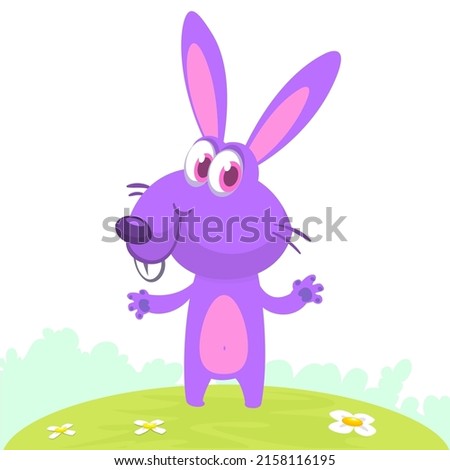 Happy cute bunny cartoon. Easter vector rabbit  illustration isolated
