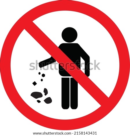 No littering Sign vector illustration isolated on white background, Do not litter sign, No waste Throw on outside the area, prohibiting littering symbol  Royalty-Free Stock Photo #2158143431