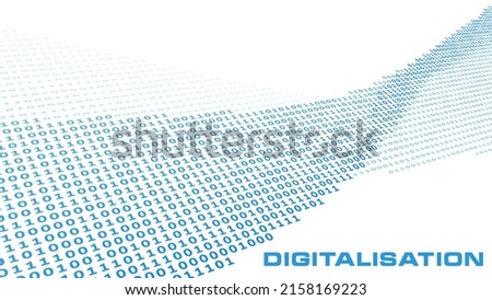 Digitization visualization. Binary code digital stream. Perspective vector graphic background Royalty-Free Stock Photo #2158169223