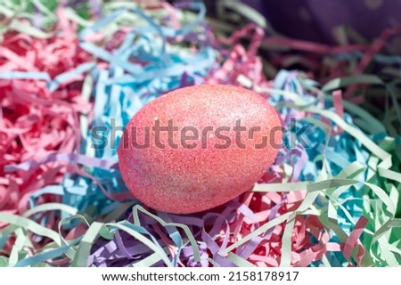 Pink Sparkly Easter Egg in a Basket