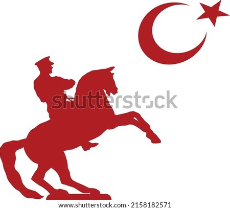 Ataturk ride horse and turkey flag