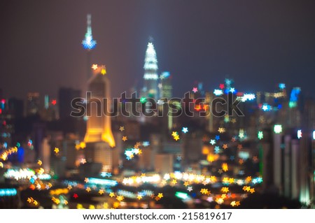 Blur image of Kuala Lumpur city with bokeh