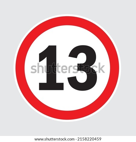 Limit speed sign for car. Set of road sign with restriction of speed of 13