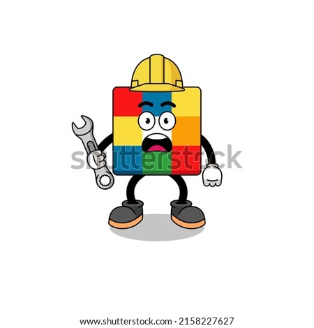 Character Illustration of cube puzzle with 404 error , character design