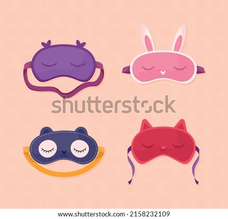 set of sleeping mask of animals