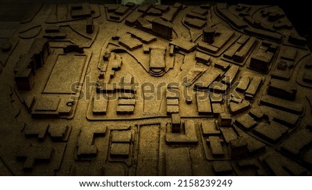 Miniature 3D map show the area around Masjid Jamek, Kuala Lumpur.
