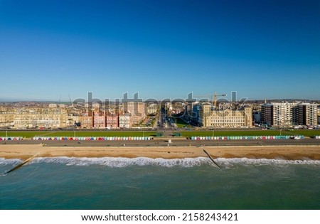 An aerial view of the town of Brighton and Hove Lawns Royalty-Free Stock Photo #2158243421