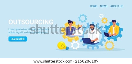 Global outsourcing, freelance. Teamwork and project delegation. Employee work from home remotely. People with different skills connecting together online and working on the same project, remote work Royalty-Free Stock Photo #2158286189