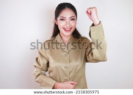 Beautiful Asian woman enthusiast, yes. Success concept of Indonesian government employees