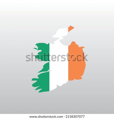 Ireland national flag in country map silhouette