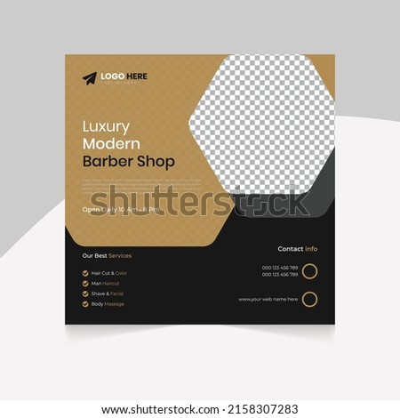 Modern business Barbershop social media template, hair salon and men grooming content ideas hair cut square  post banner template