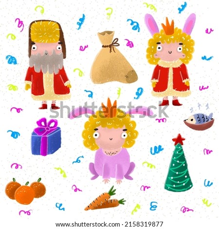 New Year Clipart, Hand Drawn New Year Clip Art, Firework Graphics, Confetti Graphics, New Year Scrapbook, Graphic Resources