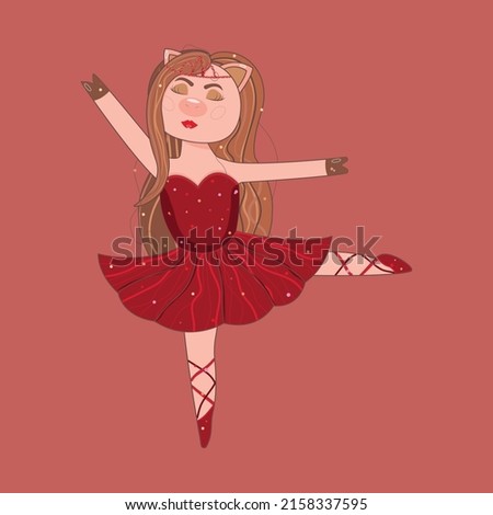 piggy ballerina dancing in a red shiny dress
