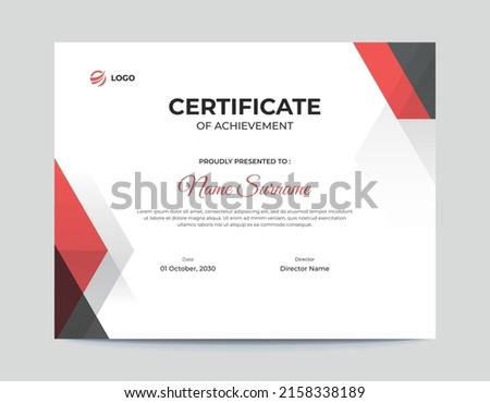 Abstract Red, Black and Grey Gematric Shapes Certificate Design