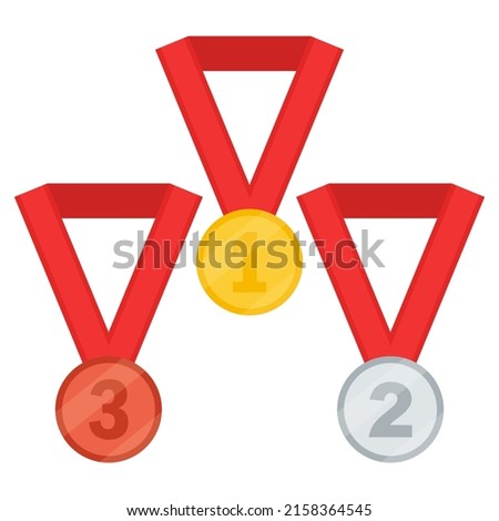 Gold, silver and bronze medals. Vector illustration.