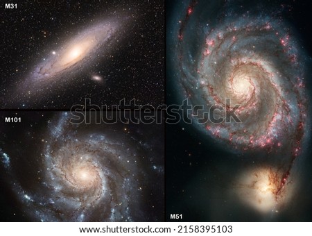 Spiral Galaxy Photo Collage. M31-M51-M101. Elements of this picture furnished by NASA