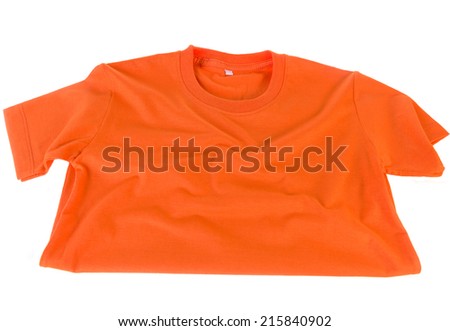 Orange t-shirt isolated on white background.