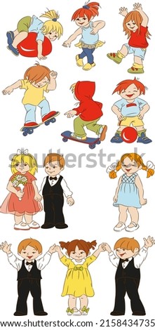 Set of cute cartoon children vector