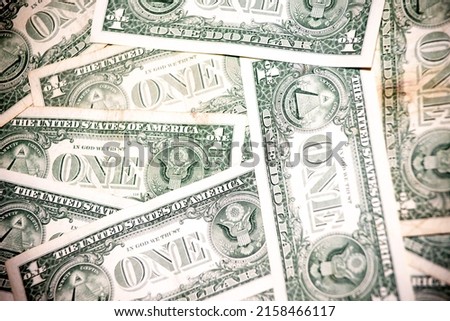A pile of one US banknotes  Cash of one dollar bills, dollar background image for wallpaper