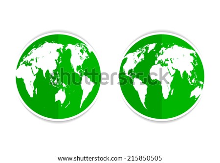 green icon button flat planet earth on both sides