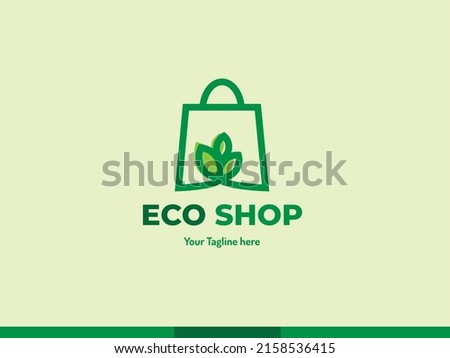 Eco Shop Logo, Shopping logo and ecology, Simple logo, shop Green color Royalty-Free Stock Photo #2158536415