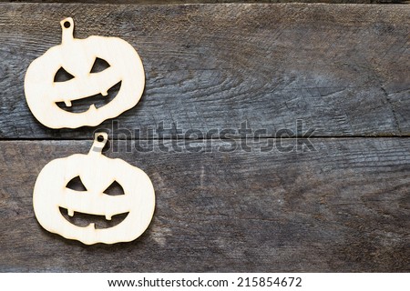 Halloween background on a wooden table