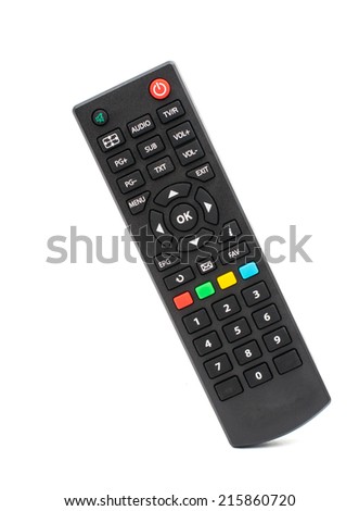 TV remote on a white background