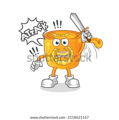the water dipper knights attack with sword. cartoon mascot vector