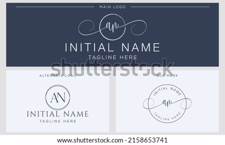A N AN Initial handwriting signature logo template vector. Hand lettering for designs