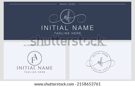 A F AF Initial handwriting signature logo template vector. Hand lettering for designs