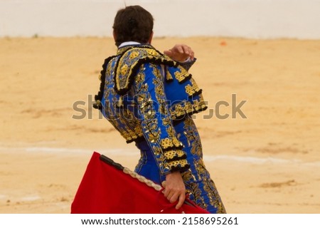 Bullfighters in suit of lights in the arena working Royalty-Free Stock Photo #2158695261