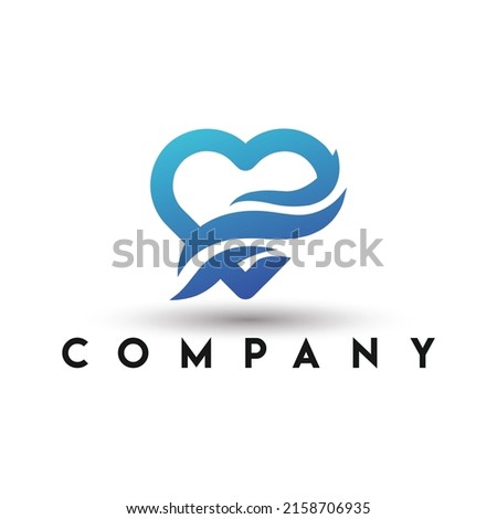 Heart Wave Logo. Love with Wave Logo