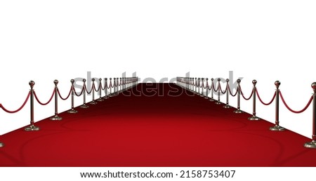 Digitally generated image of long red carpet against white background Royalty-Free Stock Photo #2158753407