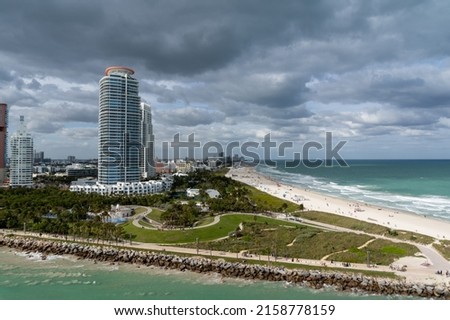 The view of beautiful high rise buildings under the sky in Miami, Florida, USA