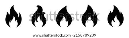 Fire Set Icon. Flame Set Icon, Vector Illustration