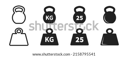 Kilogram weight icon. Weight icons. Kettlebell symbol. EPS 10. Royalty-Free Stock Photo #2158795541