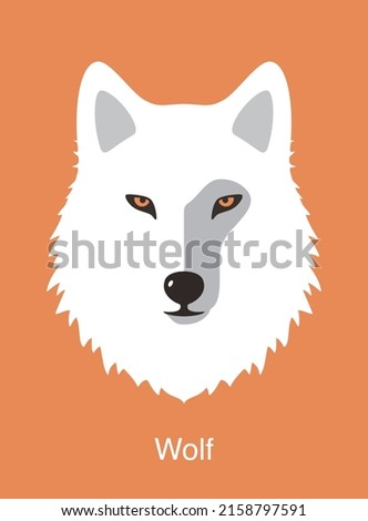 White wolf face flat icon design, vector illustration