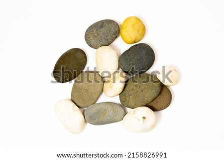 Common Different Types and Color of Stones Used in Construction Isolated on White Background
