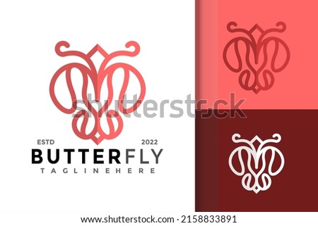 Butterfly Rose Logo Design Vector Template