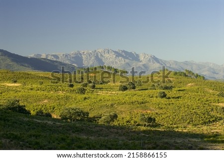 The beautiful spring landscape with mountains  Extremadura, Spain 