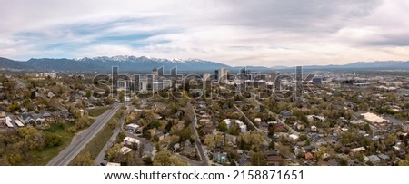 Salt Lake City, Utah. Large Panorama of city with mountain background.