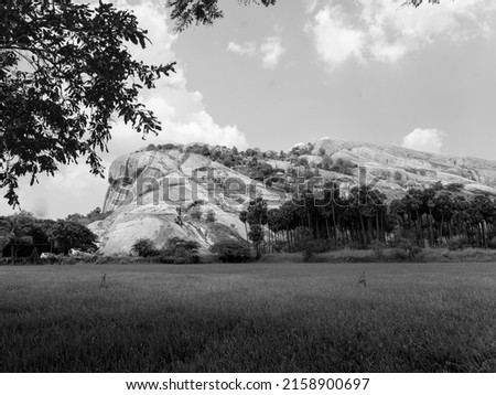 A landscape picture of a hill in monochrome