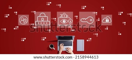 Data Privacy concept with person working with a laptop