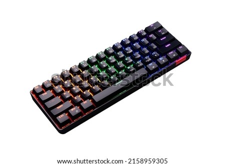 gaming keyboard with backlight isolated on a white background Royalty-Free Stock Photo #2158959305