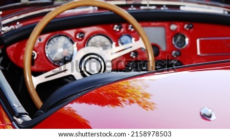 interior of a classic british roadster Royalty-Free Stock Photo #2158978503