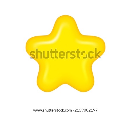 3D render of a volumetric yellow star in a cartoon and plastic style. Star icon for rating and rank. Isolated 3D vector Illustration Royalty-Free Stock Photo #2159002197