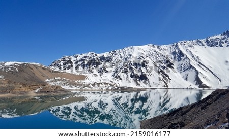 Snow covered mountains and lake