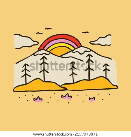 Awesome nature with sunrise graphic illustration vector art t-shirt design