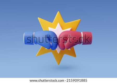 3d Vector Boxing with Red and Blue gloves, Sport and Game competition concept. Eps 10 Vector. Royalty-Free Stock Photo #2159091885